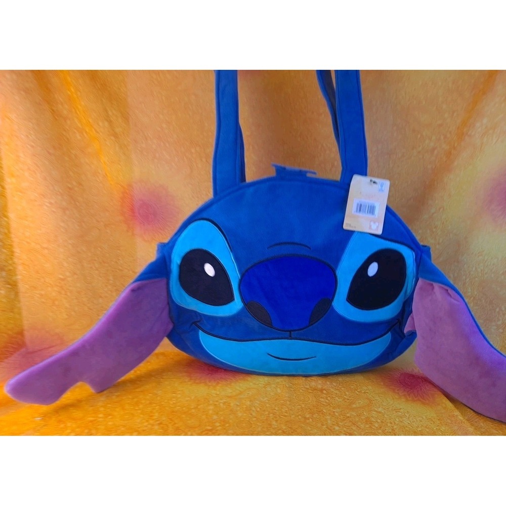 Disney Lilo and Stitch Fuzzy 3D Plush Tote Bag With Drop Handle Bioworld NWT‎